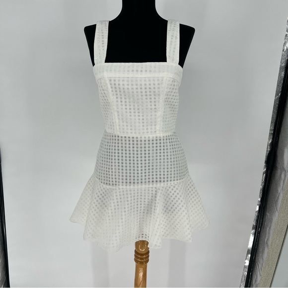 Amanda Uprichard Annalise Dress in White ANNALISE MINI DRESS IN GINGHAM ORGANZA - Picture 5 of 16
